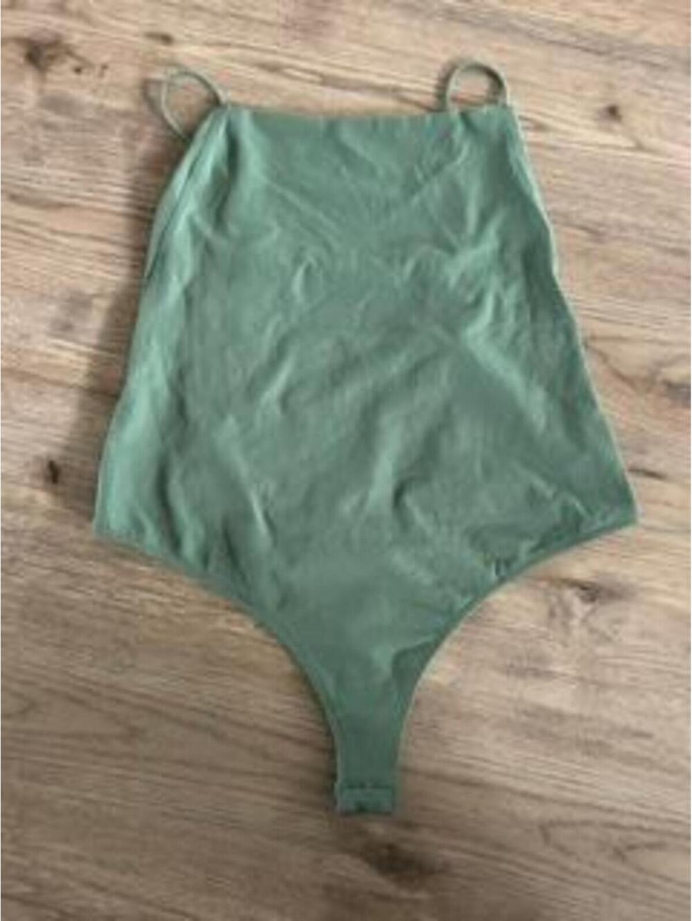 Free People Intimately Womens Bodysuit Size L Green High Neck Strappy Back Thong